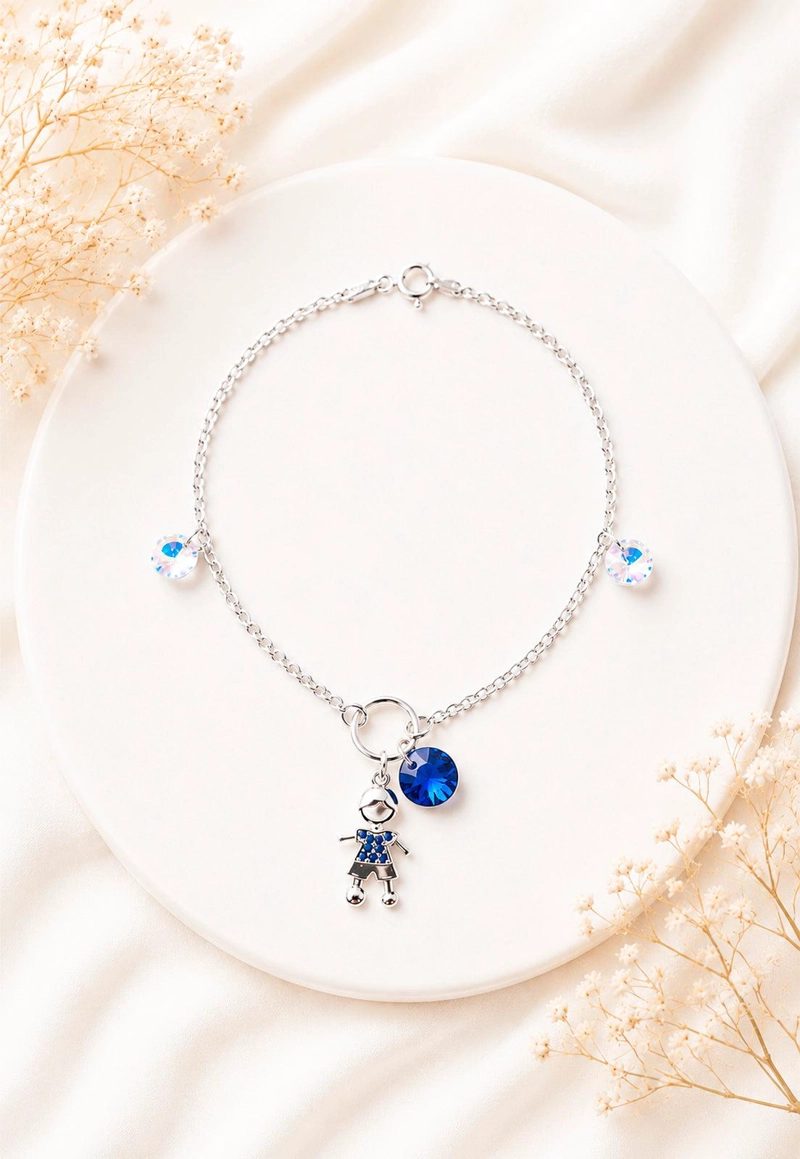 PULSERA NIÑO PLATA 925 CRISTAL SWAROVSKI® DARK BLUE - 3