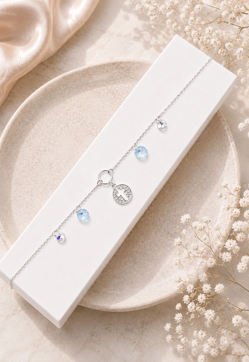 PULSERA FE PLATA 925 CRISTAL SWAROVSKI® BLUE SHADE - 6
