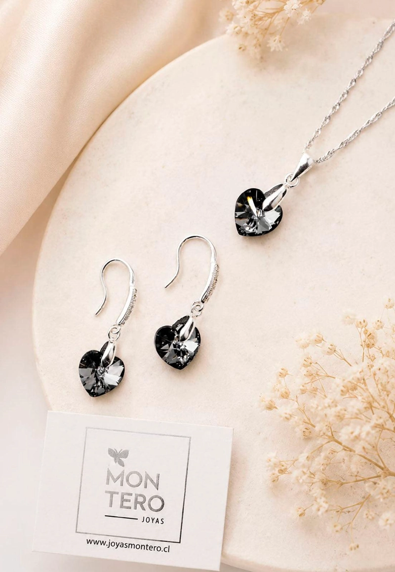 CONJUNTO ROMANCE PLATA 925 CRISTAL SWAROVSKI® SILVER NIGHT - 2