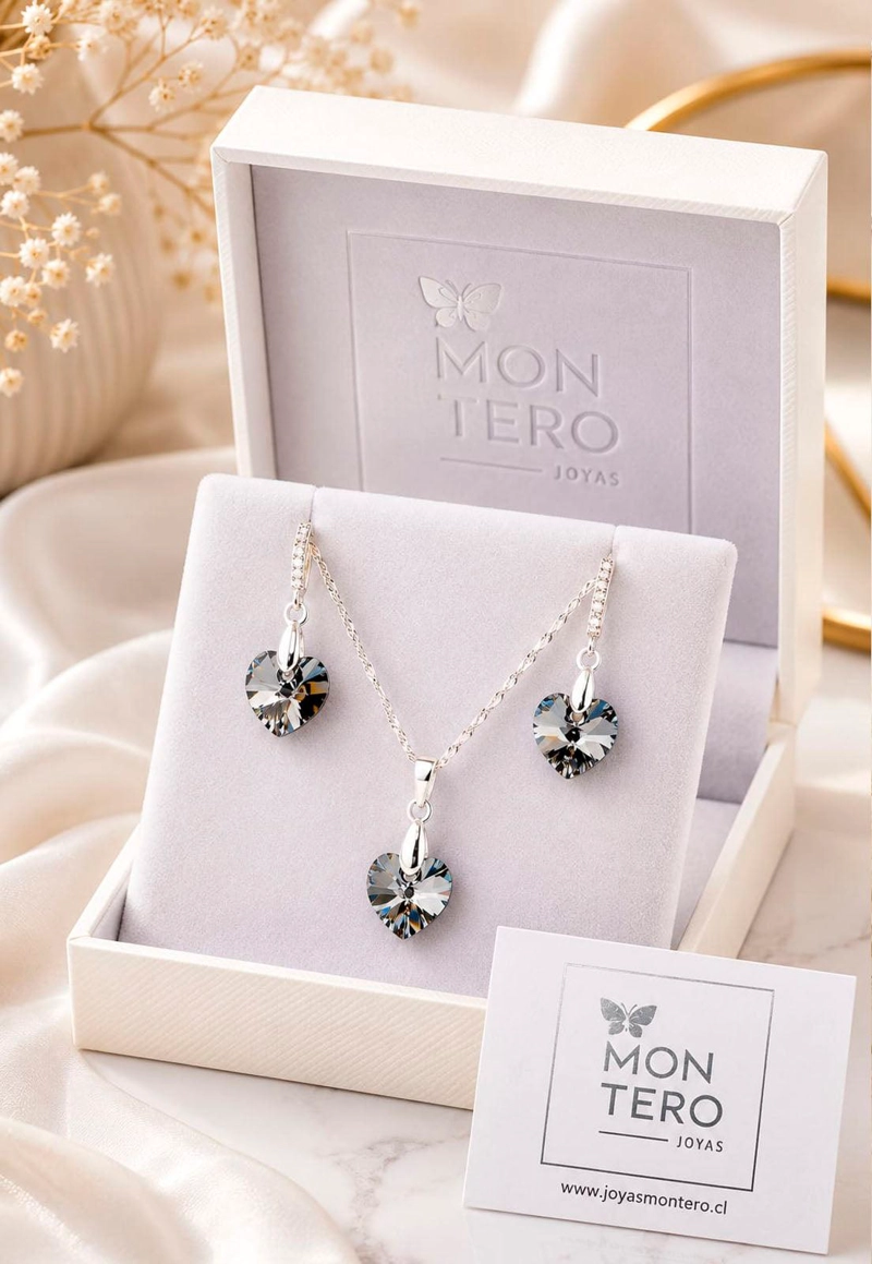CONJUNTO ROMANCE PLATA 925 CRISTAL SWAROVSKI® SILVER NIGHT - 3