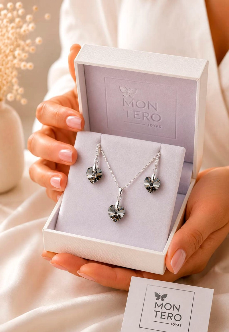 CONJUNTO ROMANCE PLATA 925 CRISTAL SWAROVSKI® SILVER NIGHT - 5