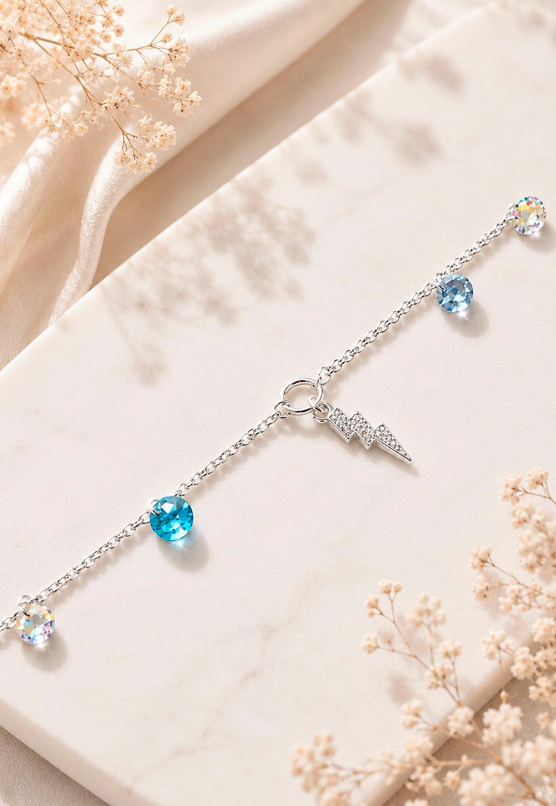PULSERA FORTALEZA PLATA 925 CRISTAL SWAROVSKI® TURQUESA - 3