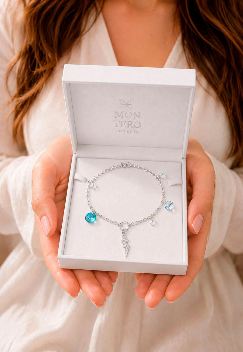 PULSERA FORTALEZA PLATA 925 CRISTAL SWAROVSKI® TURQUESA - 4