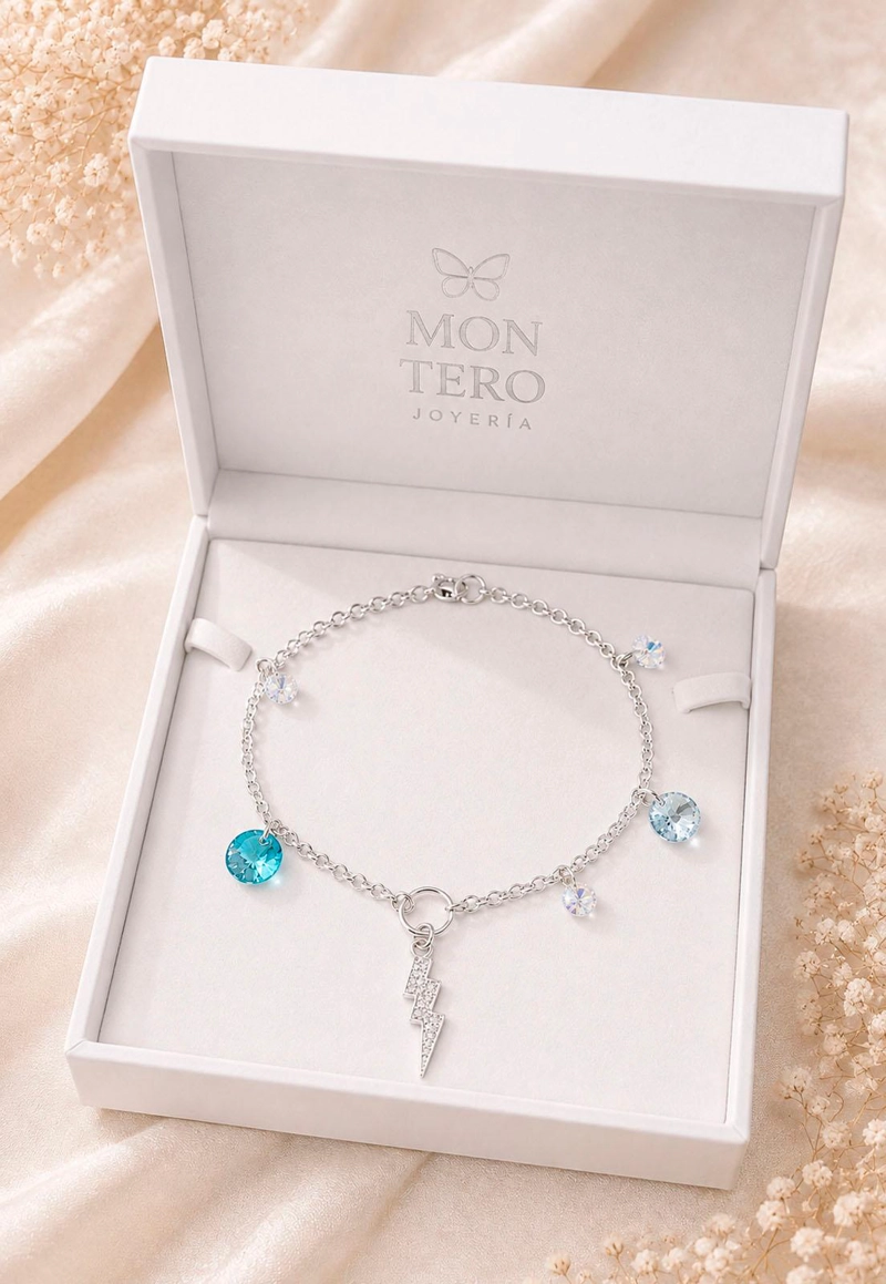 PULSERA FORTALEZA PLATA 925 CRISTAL SWAROVSKI® TURQUESA - 5