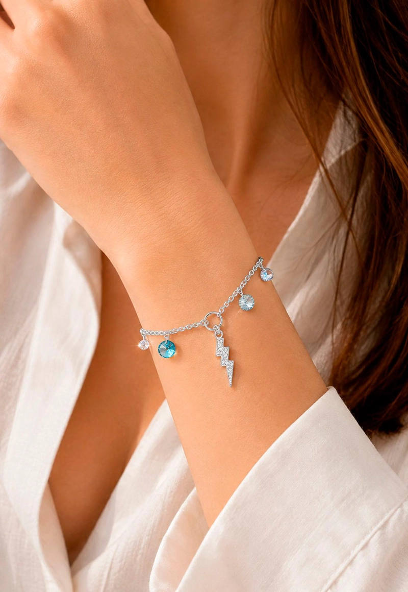 PULSERA FORTALEZA PLATA 925 CRISTAL SWAROVSKI® TURQUESA - 6