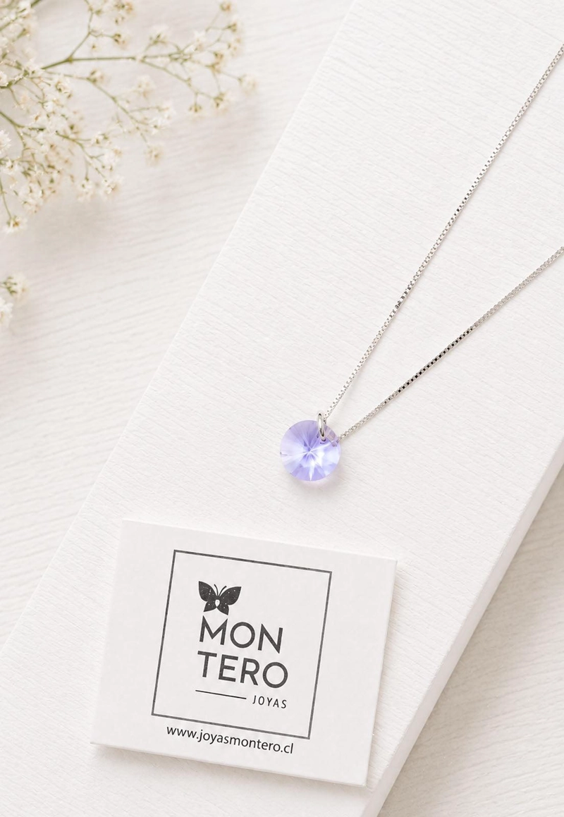 COLLAR PUNTO DE LUZ PLATA 925 CRISTAL SWAROVSKI® VIOLET - 2