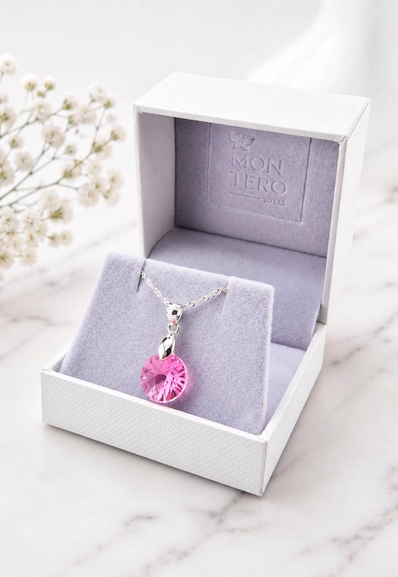 COLLAR PARIS PLATA 925 CRISTAL SWAROVSKI®  ROSE SHIMMER - 2