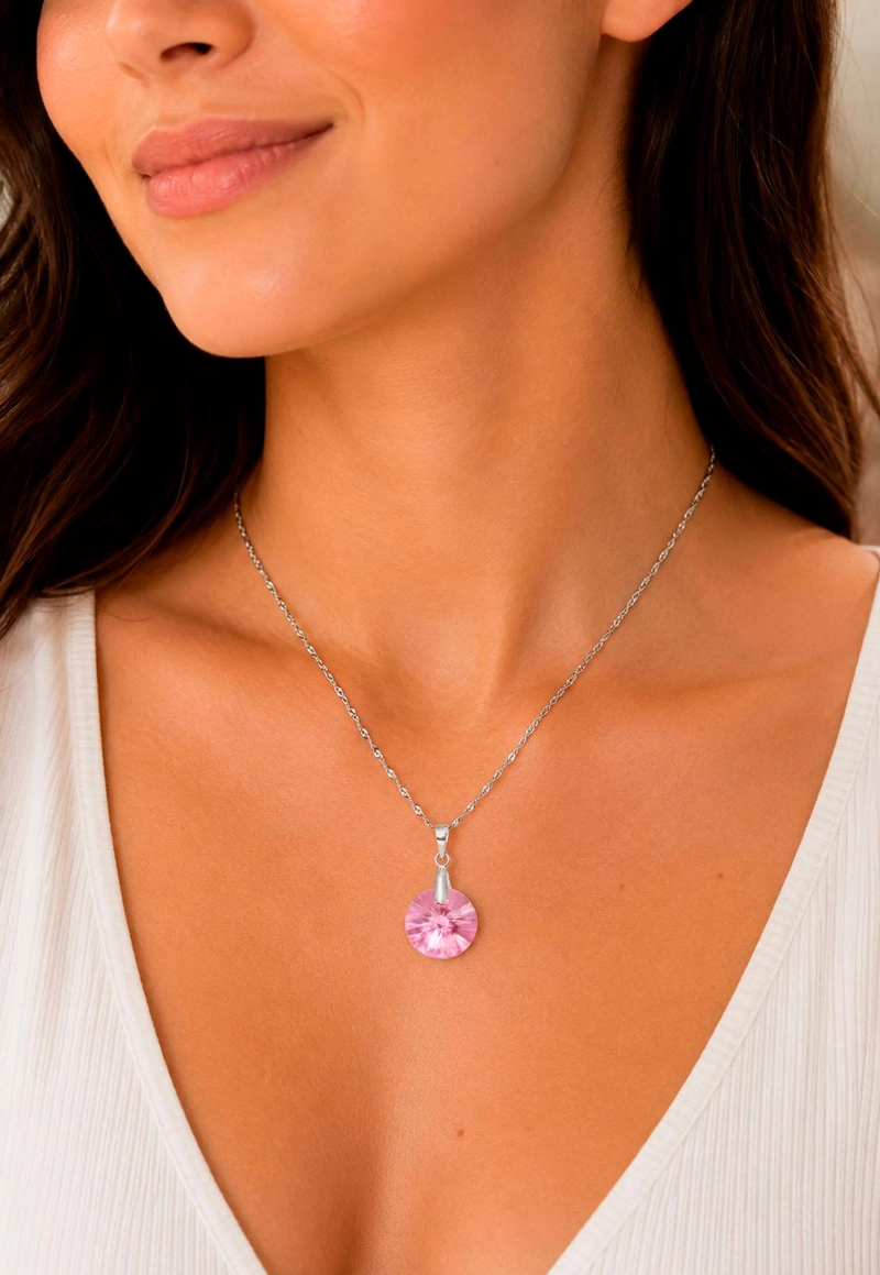 COLLAR PARIS PLATA 925 CRISTAL SWAROVSKI®  ROSE SHIMMER - 3