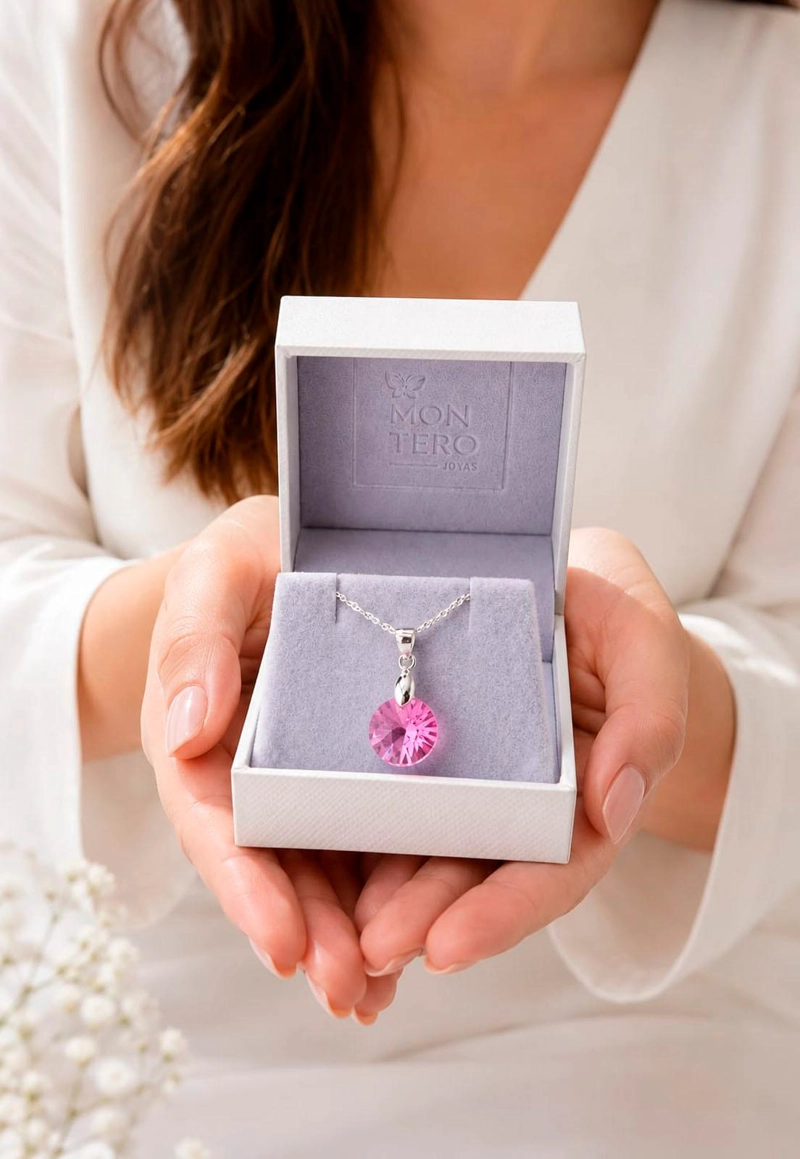 COLLAR PARIS PLATA 925 CRISTAL SWAROVSKI®  ROSE SHIMMER - 4