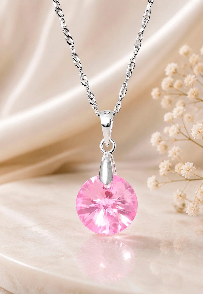 COLLAR PARIS PLATA 925 CRISTAL SWAROVSKI®  ROSE SHIMMER - 5