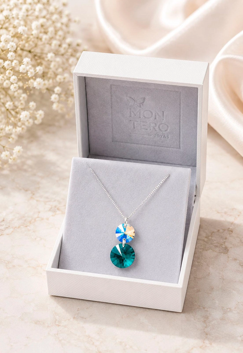 COLLAR LOURDES PLATA 925 CRISTAL SWAROVSKI® EMERALD - 3