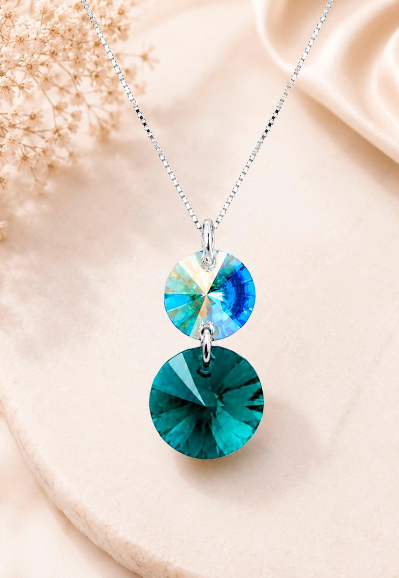 COLLAR LOURDES PLATA 925 CRISTAL SWAROVSKI® EMERALD - 6