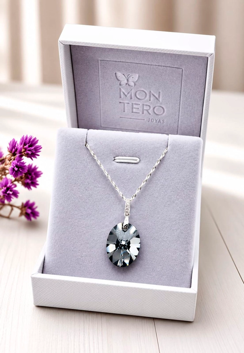 COLLAR GRAN PRAGA PLATA 925 CRISTAL SWAROVSKI® SILVER NIGHT - 3