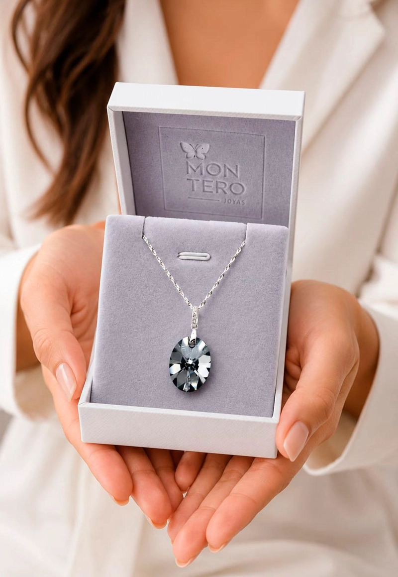 COLLAR GRAN PRAGA PLATA 925 CRISTAL SWAROVSKI® SILVER NIGHT - 4