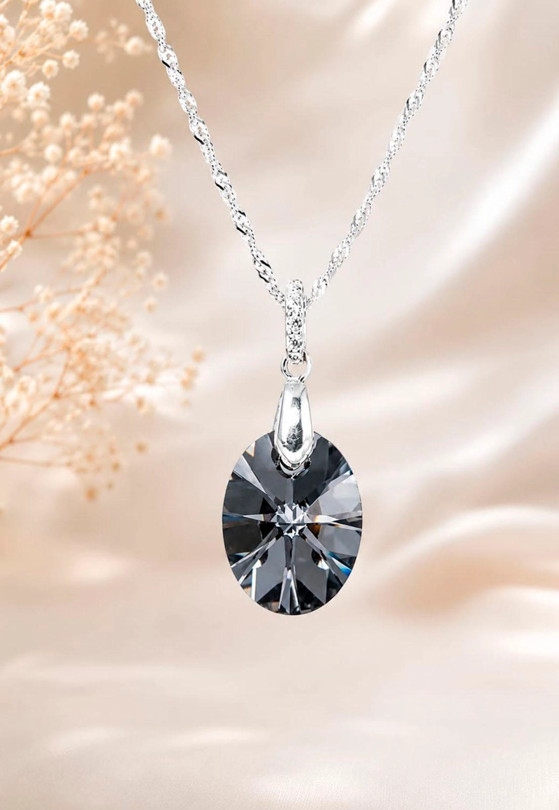COLLAR GRAN PRAGA PLATA 925 CRISTAL SWAROVSKI® SILVER NIGHT - 5