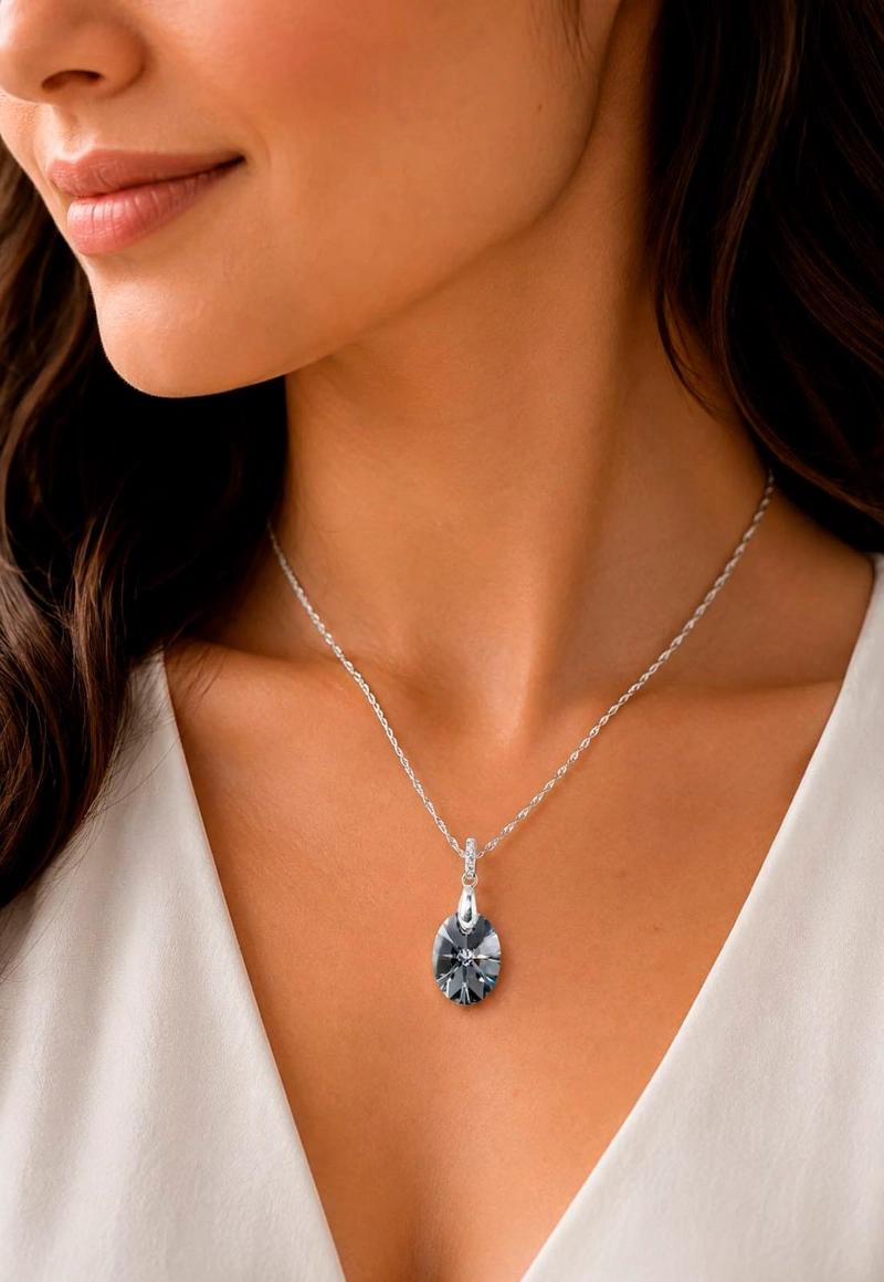 COLLAR GRAN PRAGA PLATA 925 CRISTAL SWAROVSKI® SILVER NIGHT - 6