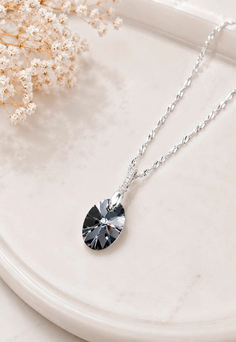 COLLAR GRAN PRAGA PLATA 925 CRISTAL SWAROVSKI® SILVER NIGHT - 7