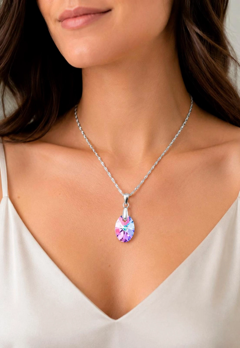 COLLAR PRAGA PLATA 925 CRISTAL SWAROVSKI® VITRAL LIGHT - 2