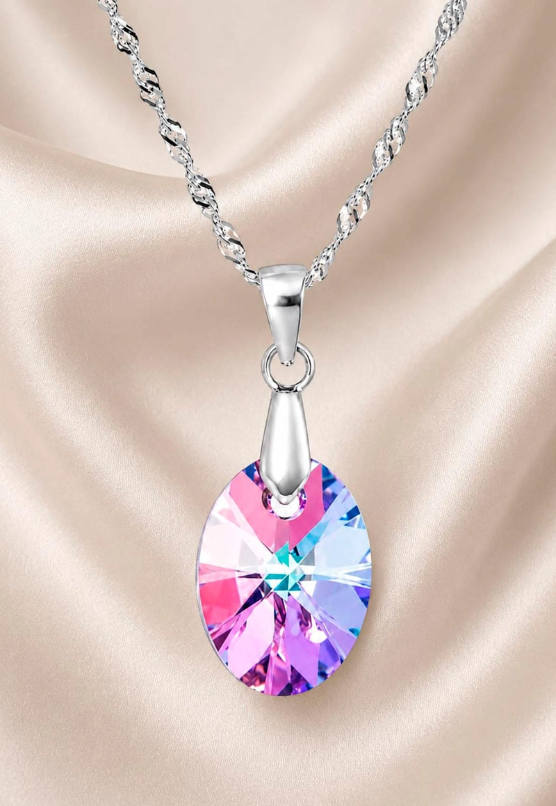 COLLAR PRAGA PLATA 925 CRISTAL SWAROVSKI® VITRAL LIGHT - 3