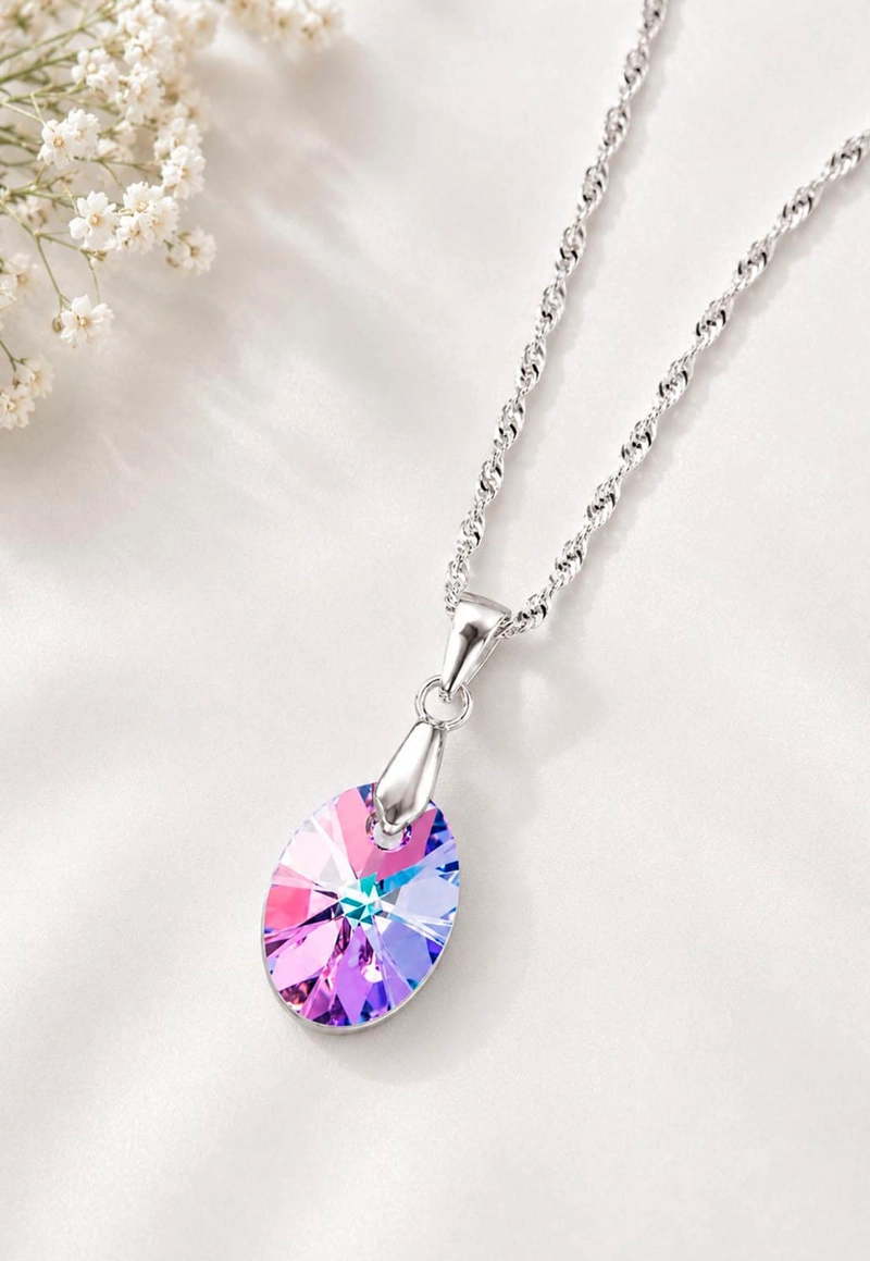 COLLAR PRAGA PLATA 925 CRISTAL SWAROVSKI® VITRAL LIGHT - 4