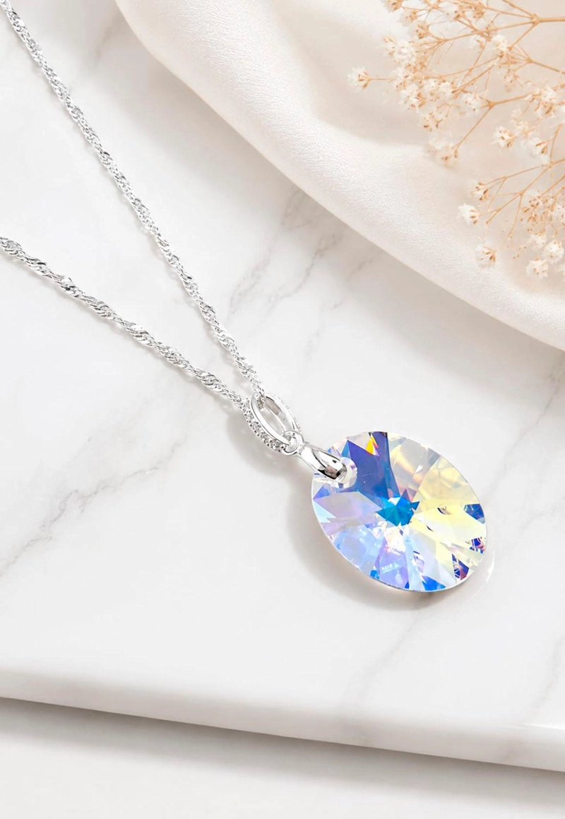 COLLAR GRAN PRAGA PLATA 925 CRISTAL SWAROVSKI® AURORA BOREAL - 2