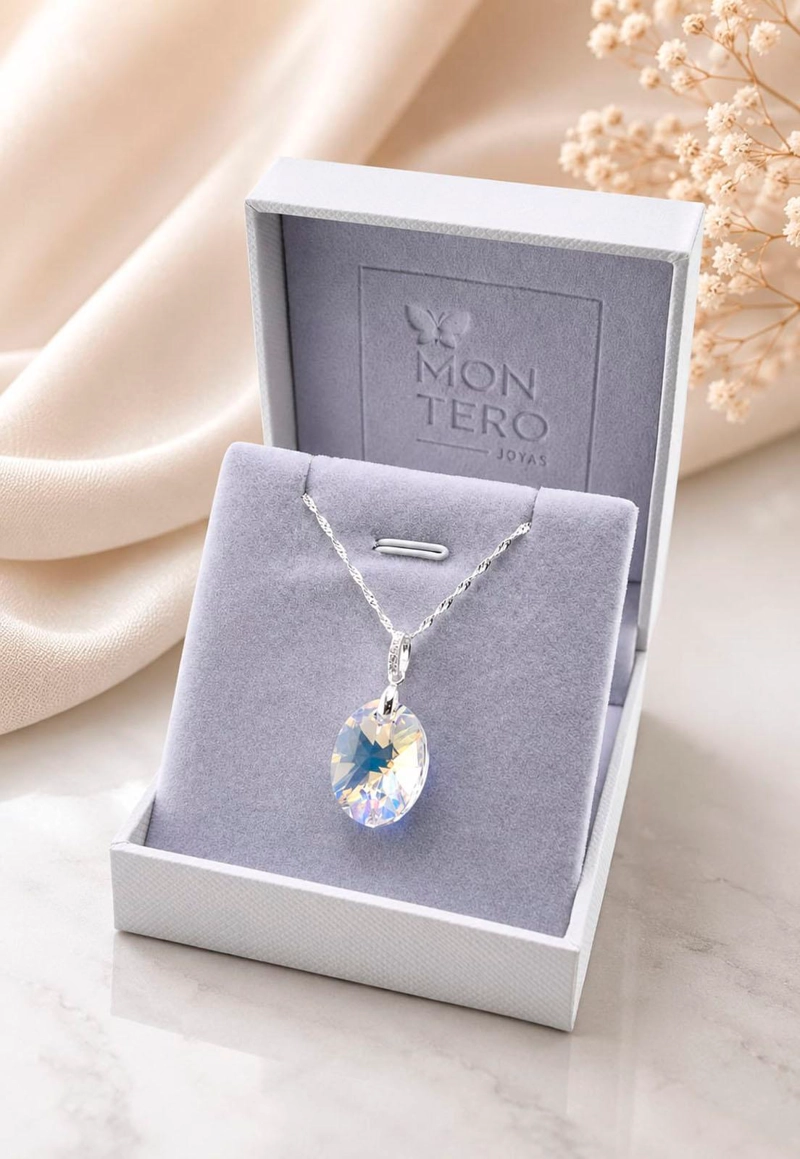 COLLAR GRAN PRAGA PLATA 925 CRISTAL SWAROVSKI® AURORA BOREAL - 3