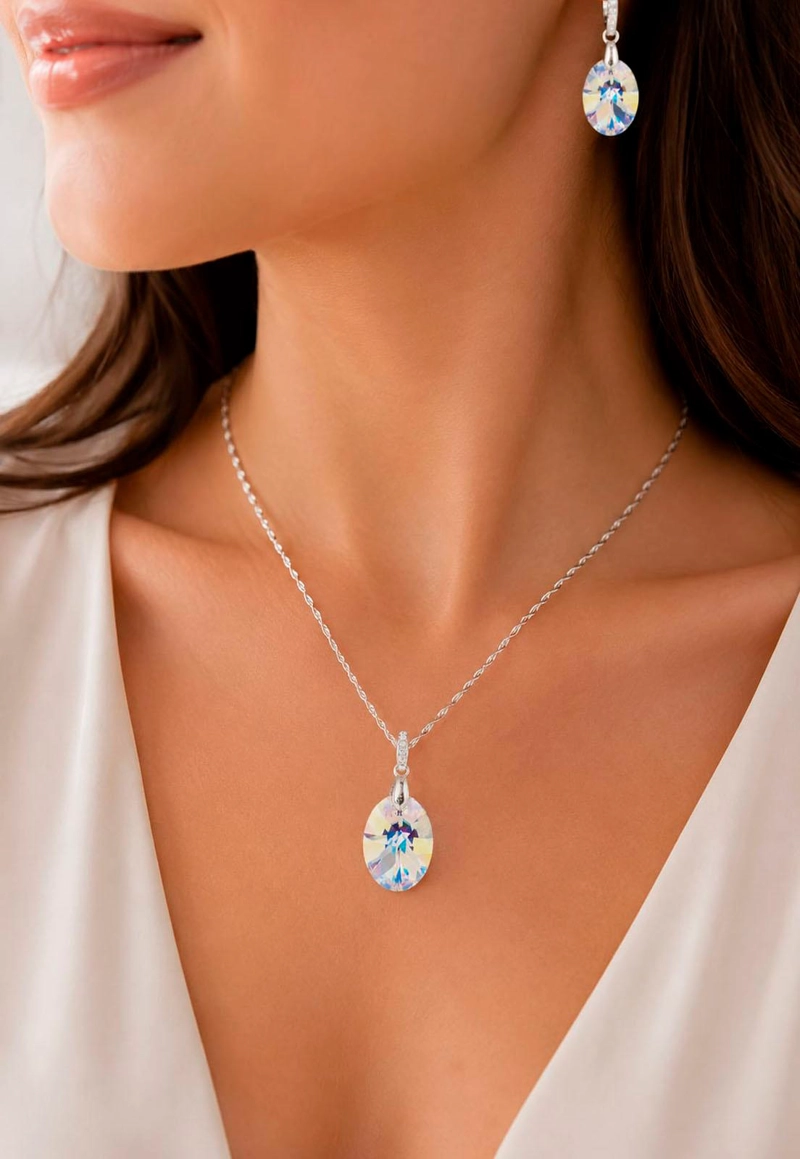 COLLAR GRAN PRAGA PLATA 925 CRISTAL SWAROVSKI® AURORA BOREAL - 4