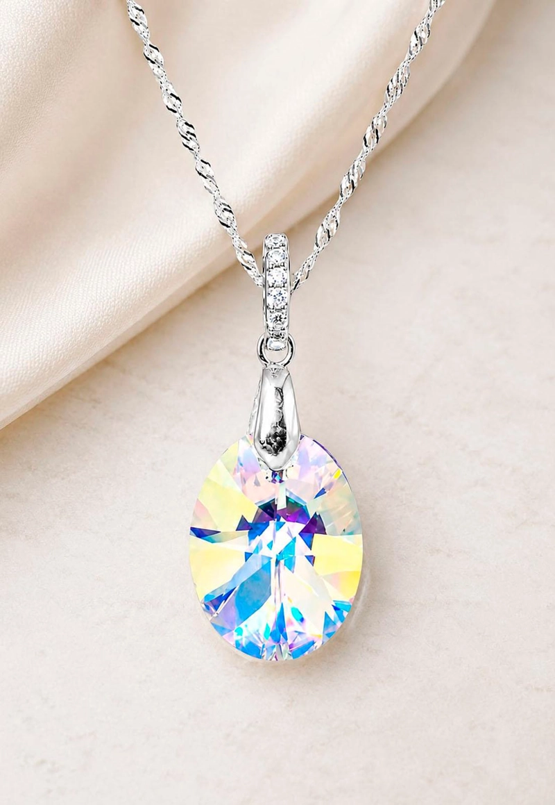 COLLAR GRAN PRAGA PLATA 925 CRISTAL SWAROVSKI® AURORA BOREAL - 6