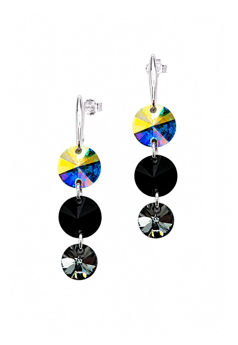 AROS RAFAELA PLATA 925 CRISTAL SWAROVSKI® AURORA BOREAL & JET - 1