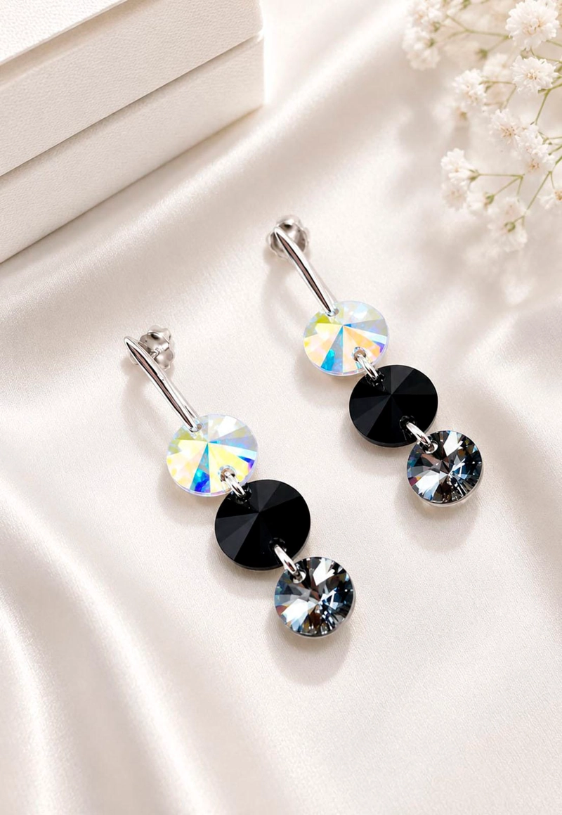 AROS RAFAELA PLATA 925 CRISTAL SWAROVSKI® AURORA BOREAL & JET - 2