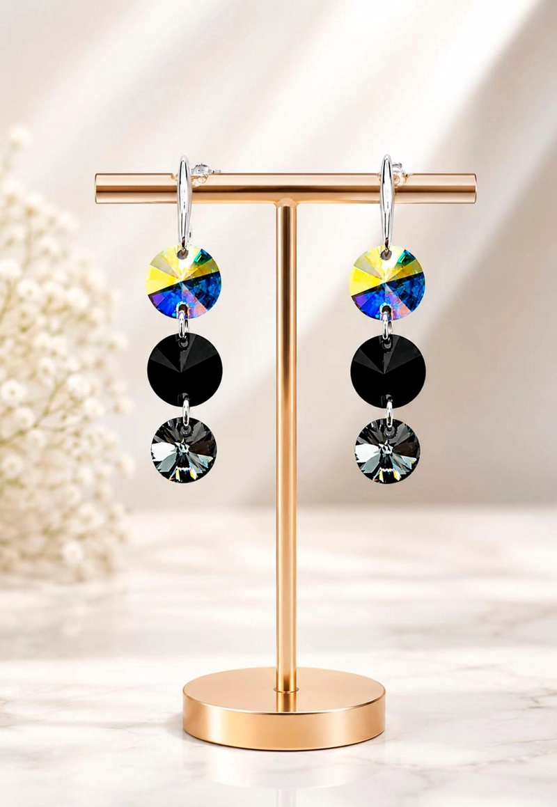 AROS RAFAELA PLATA 925 CRISTAL SWAROVSKI® AURORA BOREAL & JET - 5
