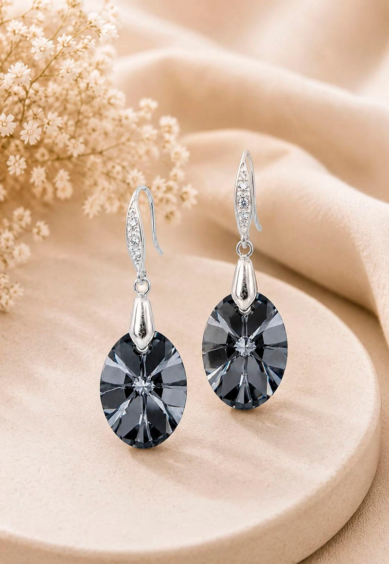 AROS GRAN PRAGA PLATA 925 CRISTAL SWAROVSKI® SILVER NIGHT - 2