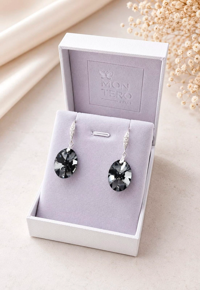 AROS GRAN PRAGA PLATA 925 CRISTAL SWAROVSKI® SILVER NIGHT - 3