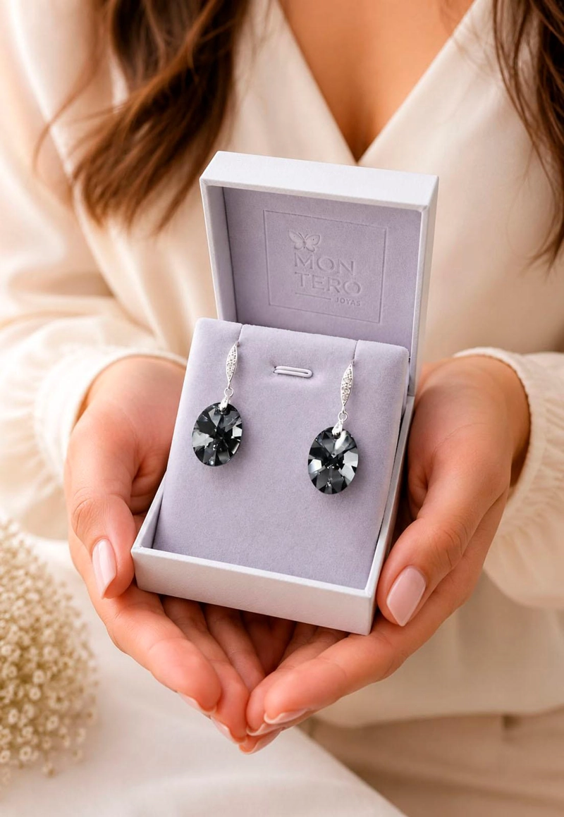 AROS GRAN PRAGA PLATA 925 CRISTAL SWAROVSKI® SILVER NIGHT - 4