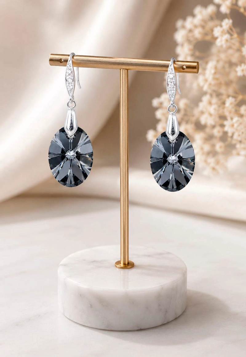 AROS GRAN PRAGA PLATA 925 CRISTAL SWAROVSKI® SILVER NIGHT - 5