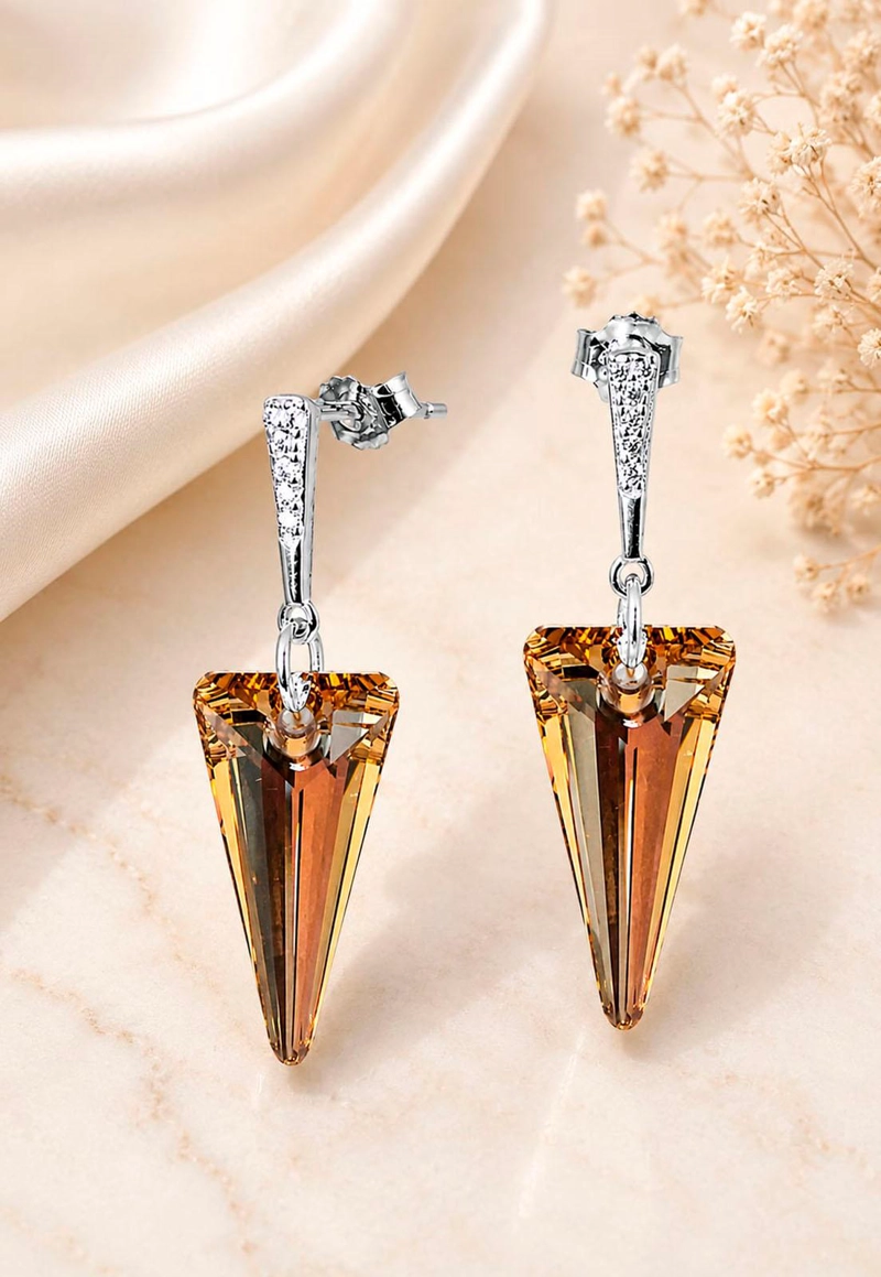 AROS SEVILLA PLATA 925 CRISTAL SWAROVSKI® GOLDEN SHADOW - 5