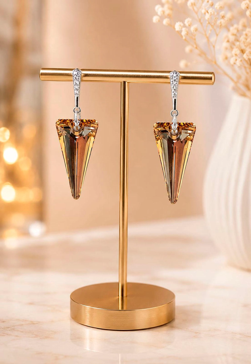 AROS SEVILLA PLATA 925 CRISTAL SWAROVSKI® GOLDEN SHADOW - 6