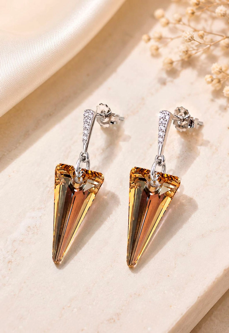 AROS SEVILLA PLATA 925 CRISTAL SWAROVSKI® GOLDEN SHADOW - 7