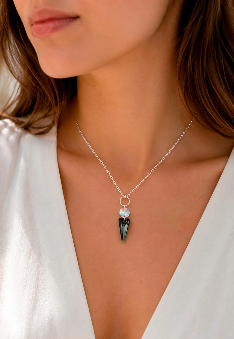 COLLAR MYSTIC PLATA 925  CRISTAL SWAROVSKI® SILVER NIGHT - 7