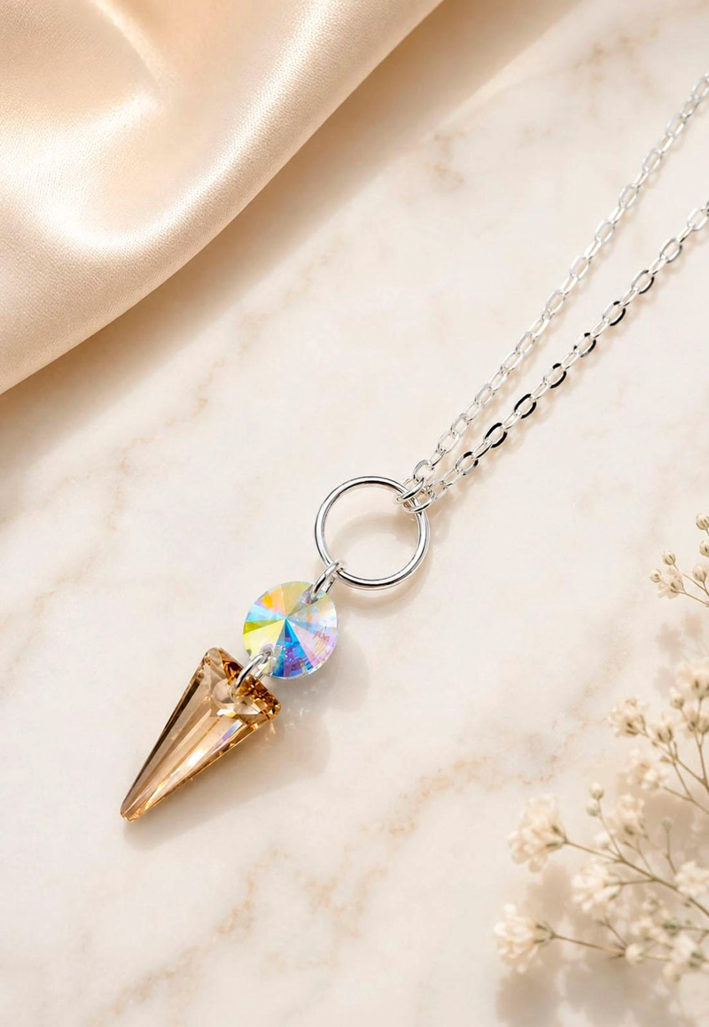COLLAR MYSTIC PLATA 925 CRISTAL SWAROVSKI® GOLDEN SHADOW - 2