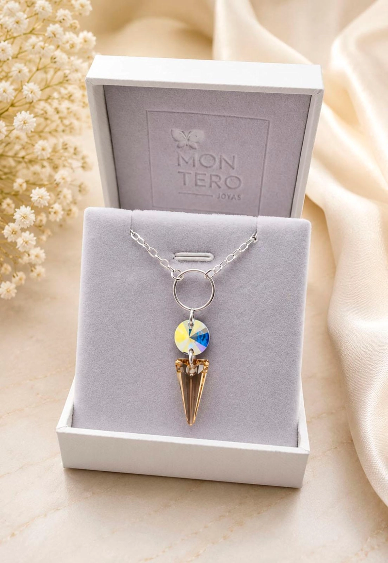 COLLAR MYSTIC PLATA 925 CRISTAL SWAROVSKI® GOLDEN SHADOW - 3