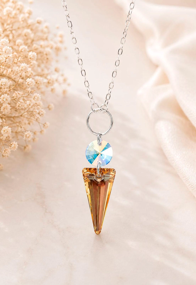 COLLAR MYSTIC PLATA 925 CRISTAL SWAROVSKI® GOLDEN SHADOW - 5
