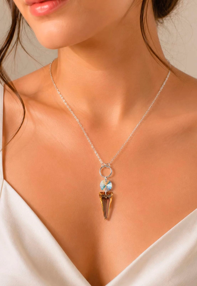 COLLAR MYSTIC PLATA 925 CRISTAL SWAROVSKI® GOLDEN SHADOW - 7