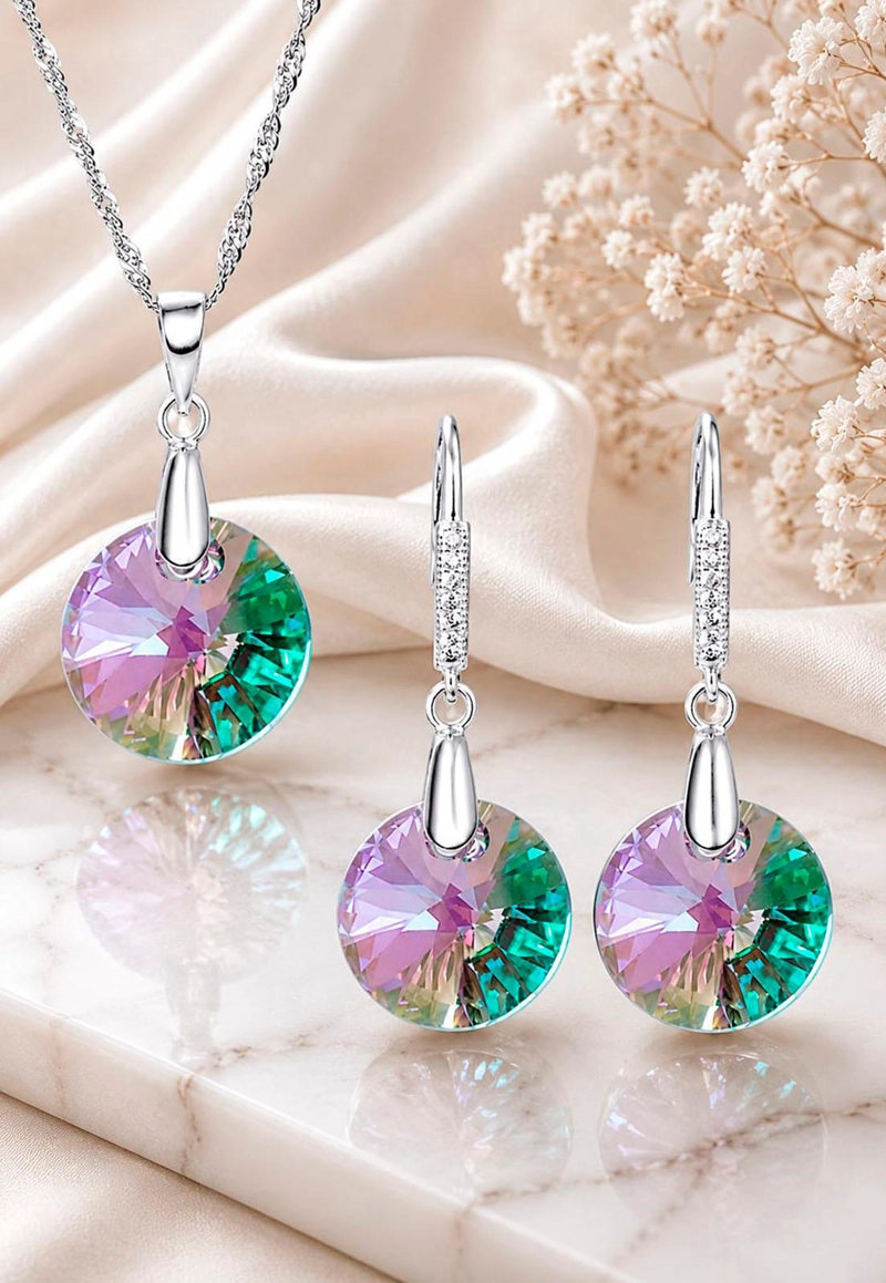 CONJUNTO MADRID PLATA 925 CRISTAL SWAROVSKI® PARADISE SHINNE - 2