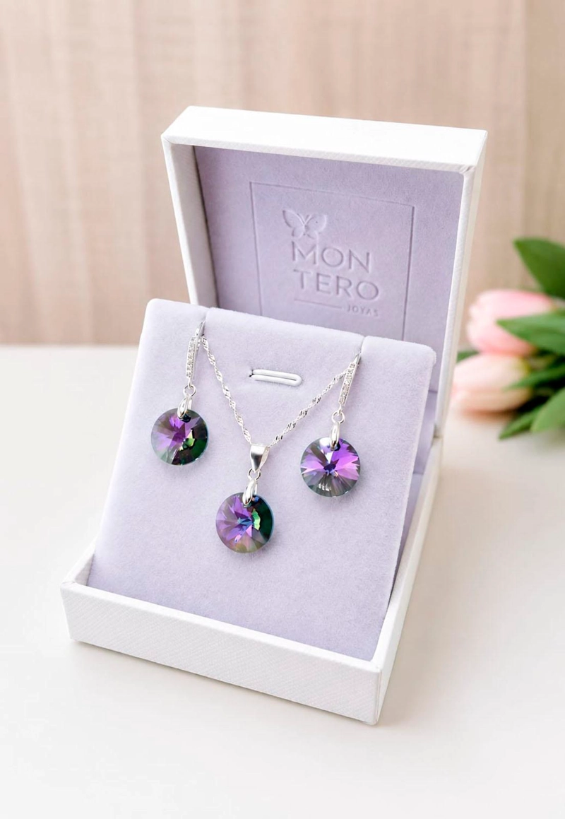 CONJUNTO MADRID PLATA 925 CRISTAL SWAROVSKI® PARADISE SHINNE - 3
