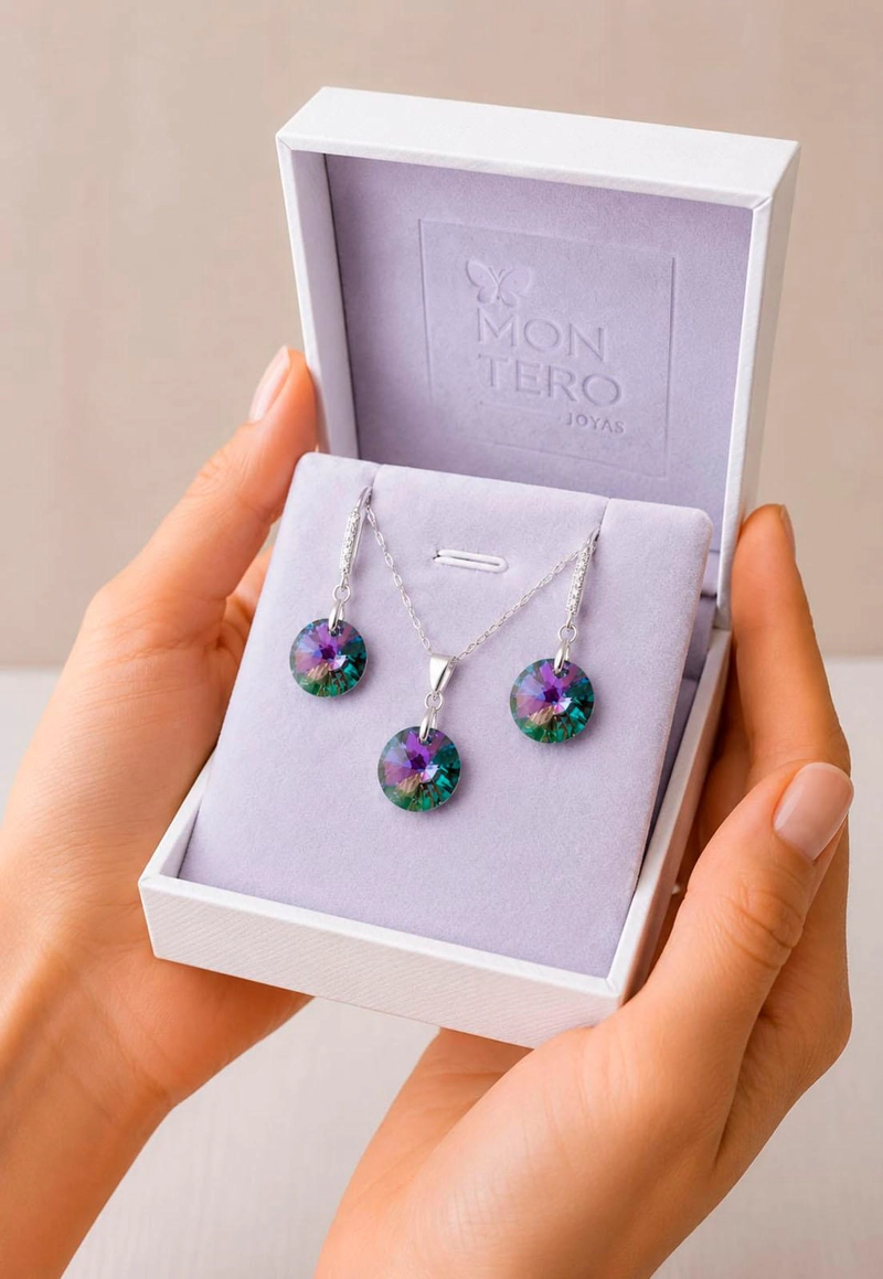 CONJUNTO MADRID PLATA 925 CRISTAL SWAROVSKI® PARADISE SHINNE - 4