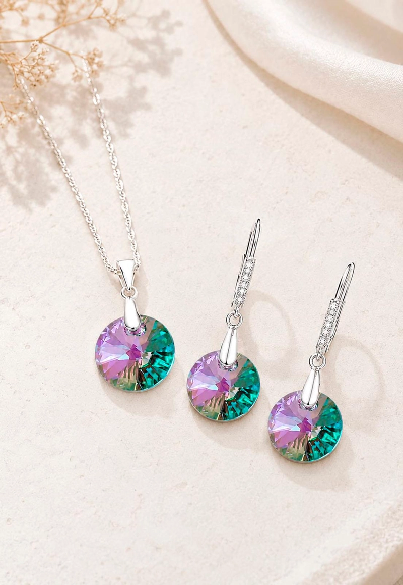 CONJUNTO MADRID PLATA 925 CRISTAL SWAROVSKI® PARADISE SHINNE - 5