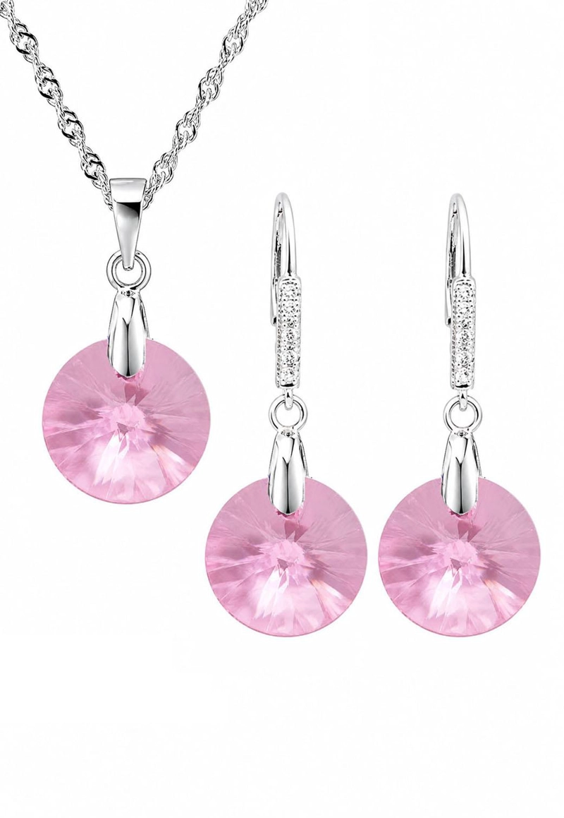 CONJUNTO MADRID PLATA 925 CRISTAL SWAROVSKI® LIGHT ROSE - 1