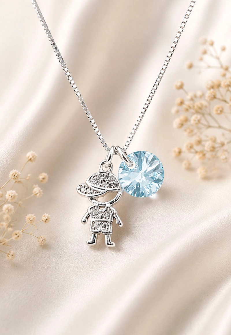 COLLAR NIÑO PLATA 925  CRISTAL SWAROVSKI® BLUE SHADE - 2