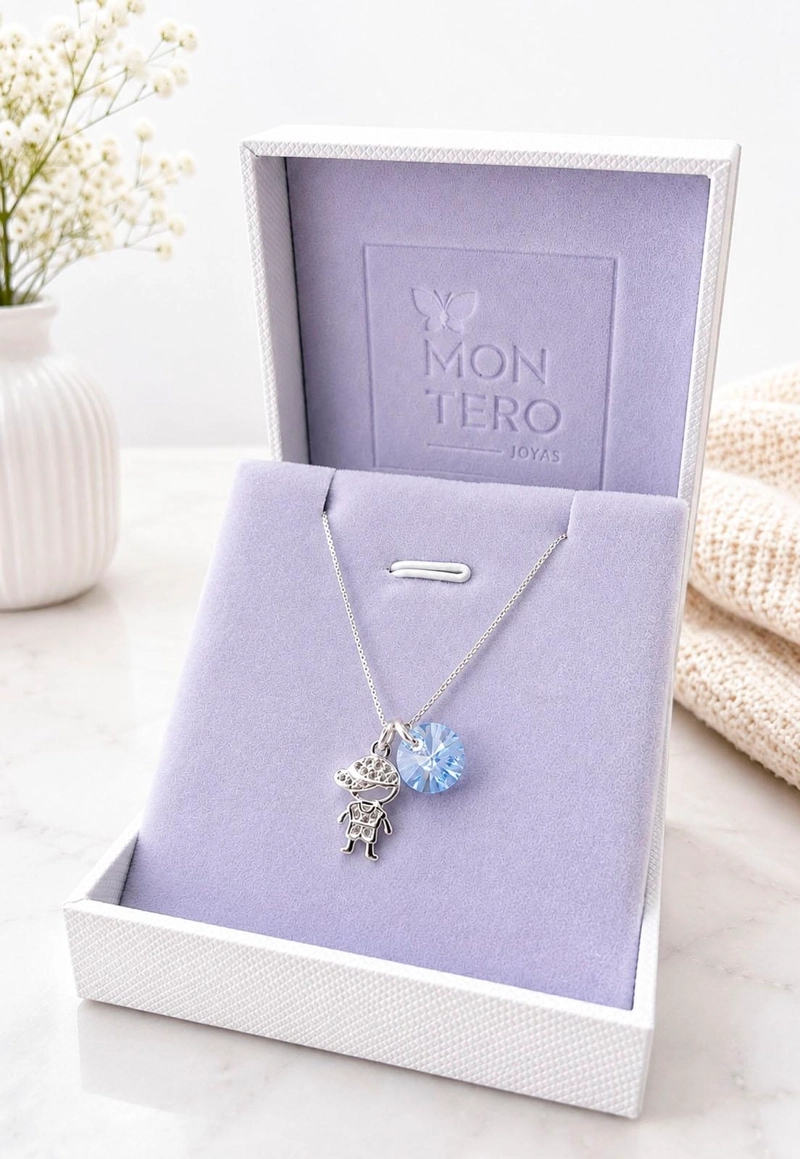 COLLAR NIÑO PLATA 925  CRISTAL SWAROVSKI® BLUE SHADE - 3